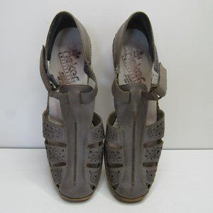 Rieker womans Comfort Shoes Made in Morocco Sz 41 Gray Fisherman Sandals H & L